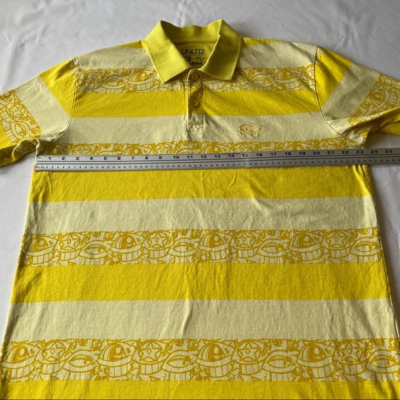 Ecko Unltd the exhibit x Askew One yellow white polo X-Large Wide Stripes - Picture 6 of 8